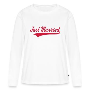 Just Married (Mariage / Noce) - T-shirt manches longues Premium bio Femme - blanc - Devant - Julia (174cm)