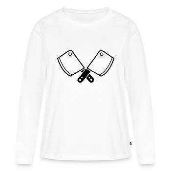 Metzger - Frauen Premium Bio Langarmshirt - Weiß - Vorne - Julia (174cm)