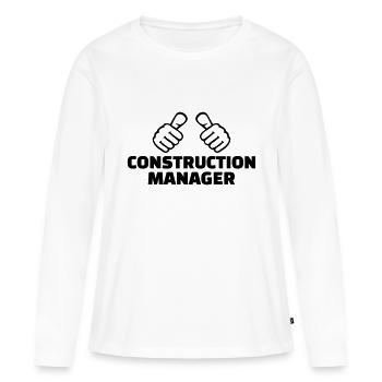 Construction manager - T-shirt manches longues Premium bio Femme - blanc - Devant - Julia (174cm)