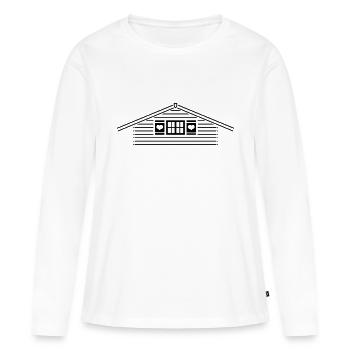 Hütte / Skihütte / Almhütte (Après-Ski) - Frauen Premium Bio Langarmshirt - Weiß - Vorne - Julia (174cm)