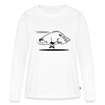 sanglier courant dangereux - T-shirt manches longues Premium bio Femme - blanc - Devant - Julia (174cm)