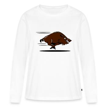 sanglier courant dangereux - T-shirt manches longues Premium bio Femme - blanc - Devant - Julia (174cm)