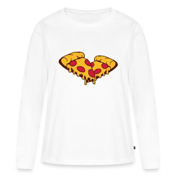 2 morceaux de morceaux de fromage de salami pizza - T-shirt manches longues Premium bio Femme - blanc - Devant - Julia (174cm)