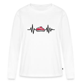Fleisch - Frauen Premium Bio Langarmshirt - Weiß - Vorne - Julia (174cm)