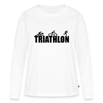 Équipe de compétition sportive de triathlon - T-shirt manches longues Premium bio Femme - blanc - Devant - Julia (174cm)