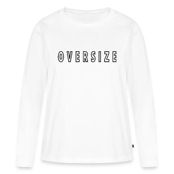 surdimensionné grand blanc - T-shirt manches longues Premium bio Femme - blanc - Devant - Julia (174cm)