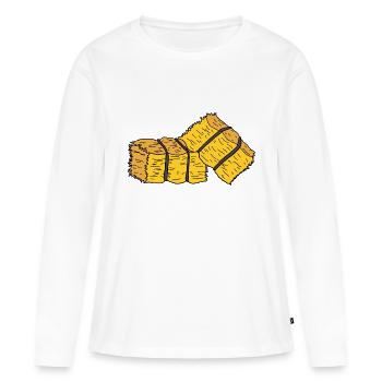 E14509FD 6367 421E 8FFD 284F92AA4C31 - Frauen Premium Bio Langarmshirt - Weiß - Vorne - Julia (174cm)