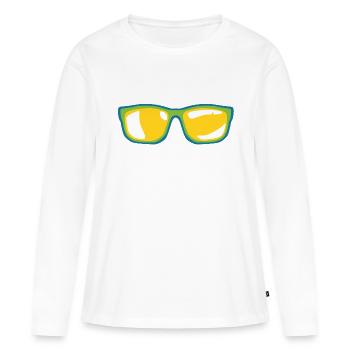 Sonnenbrille - Frauen Premium Bio Langarmshirt - Weiß - Vorne - Julia (174cm)