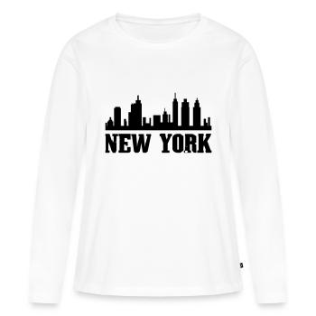 New York - T-shirt manches longues Premium bio Femme - blanc - Devant - Julia (174cm)