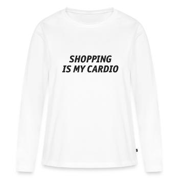 Shopping is my Cardio Design Fitness - Frauen Premium Bio Langarmshirt - Weiß - Vorne - Julia (174cm)