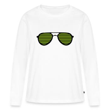sonnenbrille - Frauen Premium Bio Langarmshirt - Weiß - Vorne - Julia (174cm)