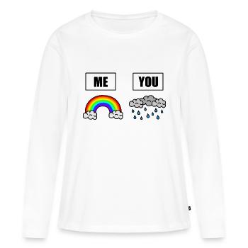 Monde plein de nuages de pluie - soyez l’arc-en-ciel - T-shirt manches longues Premium bio Femme - blanc - Devant - Julia (174cm)