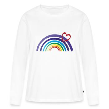 regenbogen mit herz - Frauen Premium Bio Langarmshirt - Weiß - Vorne - Julia (174cm)