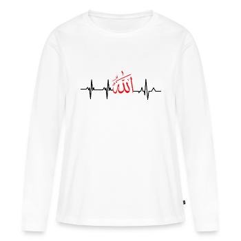 Battement de cœur allah - T-shirt manches longues Premium bio Femme - blanc - Devant - Julia (174cm)