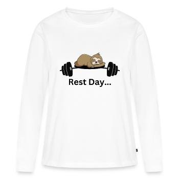 Rest Day - Frauen Premium Bio Langarmshirt - Weiß - Vorne - Julia (174cm)