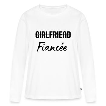 Girlfriend fiancée - T-shirt manches longues Premium bio Femme - blanc - Devant - Julia (174cm)