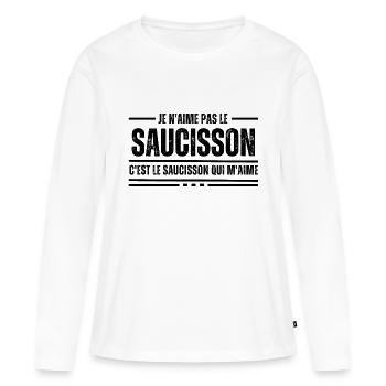 Je N'Aime Pas Le Saucisson - T-shirt manches longues Premium bio Femme - blanc - Devant - Julia (174cm)