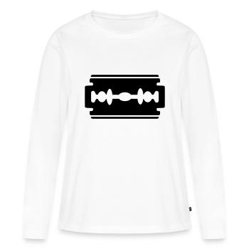 Razor blade, shave - Women's Premium Organic Long Sleeve Shirt - white - Front - Julia (174cm)