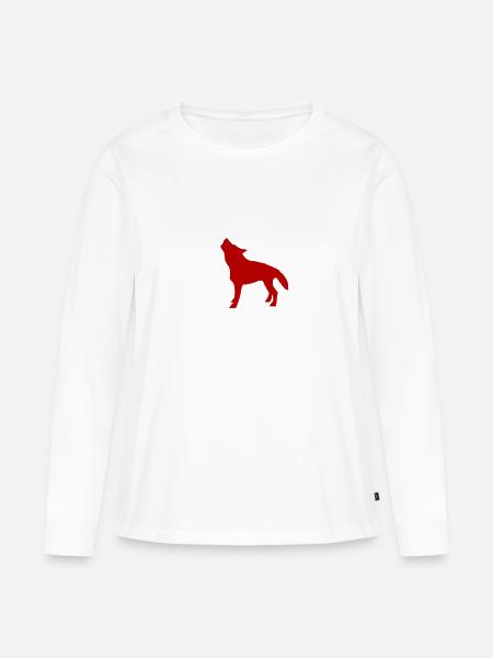 Wolf - Frauen Premium Bio Langarmshirt - Weiß