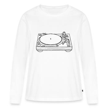 Platine tourne-disques - T-shirt manches longues Premium bio Femme - blanc - Devant - Julia (174cm)