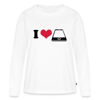 I love Smartphone - T-shirt manches longues Premium bio Femme - blanc - Devant - Julia (174cm)