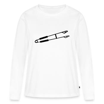 Grill Zange GRILLZANGE Grillbesteck - Frauen Premium Bio Langarmshirt - Weiß - Vorne - Julia (174cm)