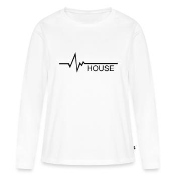 HOUSE Beat Frequence Bass Pulse - Frauen Premium Bio Langarmshirt - Weiß - Vorne - Julia (174cm)