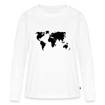 Weltkarte - Frauen Premium Bio Langarmshirt - Weiß - Vorne - Julia (174cm)