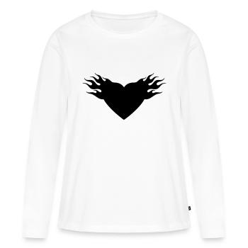 burning heart - Frauen Premium Bio Langarmshirt - Weiß - Vorne - Julia (174cm)