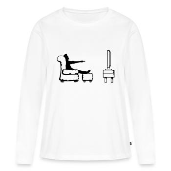 Bascule télécommande écran plat - T-shirt manches longues Premium bio Femme - blanc - Devant - Julia (174cm)