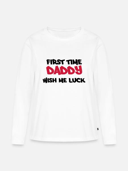 First time Daddy - Frauen Premium Bio Langarmshirt - Weiß