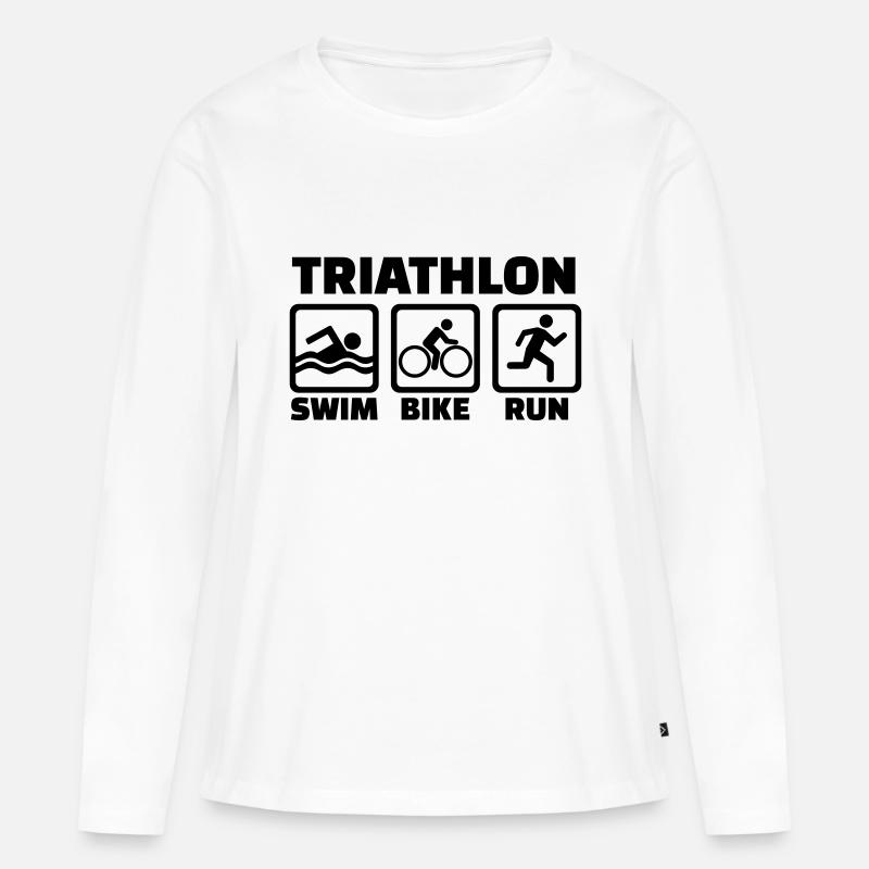Triathlon - Frauen Premium Bio Langarmshirt - Weiß