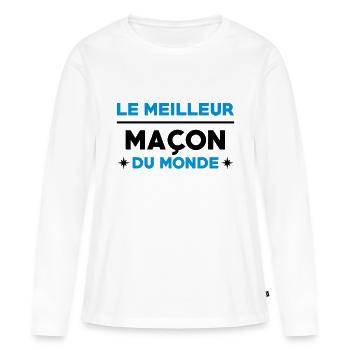 Maçon / Maçonnerie / Maconnerie / Macon - T-shirt manches longues Premium bio Femme - blanc - Devant - Julia (174cm)