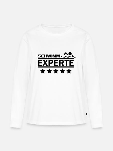 schwimm experte - Frauen Premium Bio Langarmshirt - Weiß