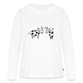 deux vaches - T-shirt manches longues Premium bio Femme - blanc - Devant - Julia (174cm)