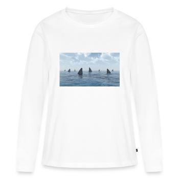 Grand requin blanc, requin, aileron de requin - T-shirt manches longues Premium bio Femme - blanc - Devant - Julia (174cm)