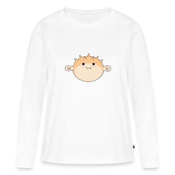 poisson-globe - T-shirt manches longues Premium bio Femme - blanc - Devant - Julia (174cm)
