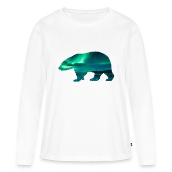 Polar Bear Northern Lights design - Women's Premium Organic Long Sleeve Shirt - white - Front - Julia (174cm)