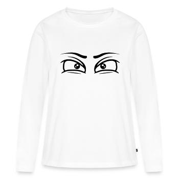 Yeux concentrés regard - T-shirt manches longues Premium bio Femme - blanc - Devant - Julia (174cm)