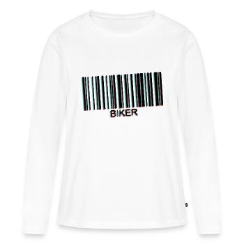 code barre biker - T-shirt manches longues Premium bio Femme - blanc - Devant - Julia (174cm)