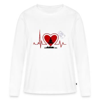 Herzschlag Bangkok - Bangkok Liebhaber stadt - Frauen Premium Bio Langarmshirt - Weiß - Vorne - Julia (174cm)