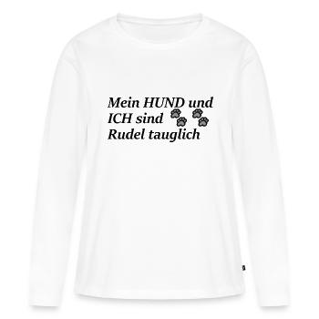 Teamplayer gibt es bei Zwei-und Vierbeinern. - Frauen Premium Bio Langarmshirt - Weiß - Vorne - Julia (174cm)