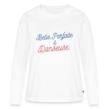 Tee shirt Danse Femme - T-shirt manches longues Premium bio Femme - blanc - Devant - Julia (174cm)