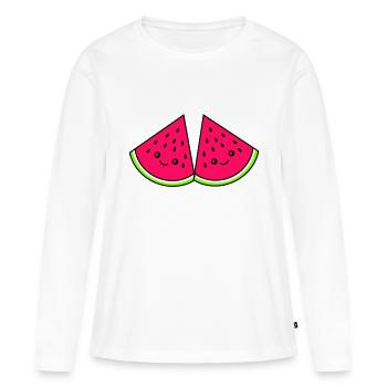 melone lustige - Frauen Premium Bio Langarmshirt - Weiß - Vorne - Julia (174cm)