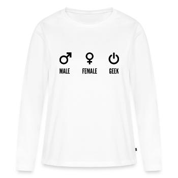 Male female geek - T-shirt manches longues Premium bio Femme - blanc - Devant - Julia (174cm)