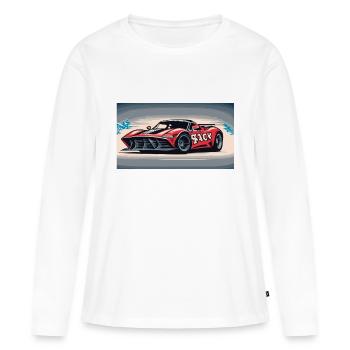 Voiture de course enveloppée dans la brume - T-shirt manches longues Premium bio Femme - blanc - Devant - Julia (174cm)