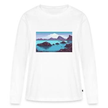 Blue Lagoon, Islande - Pixel Art - T-shirt manches longues Premium bio Femme - blanc - Devant - Julia (174cm)