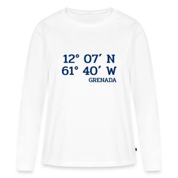 Coordonnées Grenade - Coordonnées - Caraïbes - T-shirt manches longues Premium bio Femme - blanc - Devant - Julia (174cm)