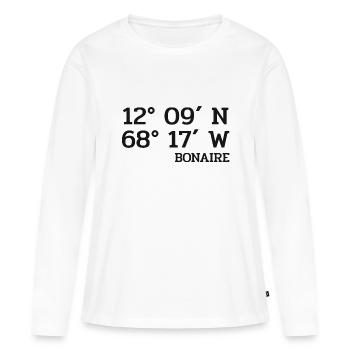 Coordonnées Bonaire - Coordonnées - Caraïbes - T-shirt manches longues Premium bio Femme - blanc - Devant - Julia (174cm)