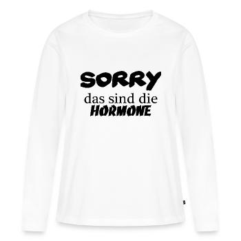 Sorry das sind die Hormone - Frauen Premium Bio Langarmshirt - Weiß - Vorne - Julia (174cm)